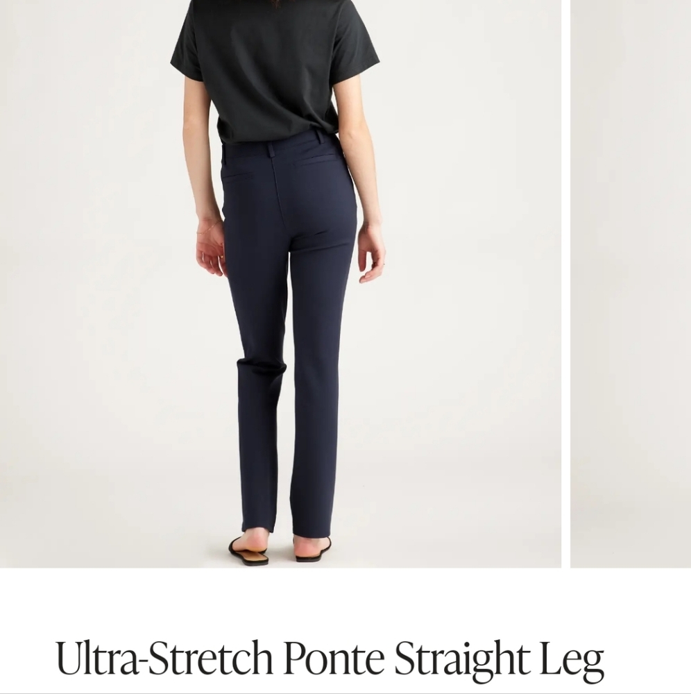 Quince NAVY Ultra Stretch Ponte STRAIGHT LEG Pants in Many Sizes - Picture 3 of 10